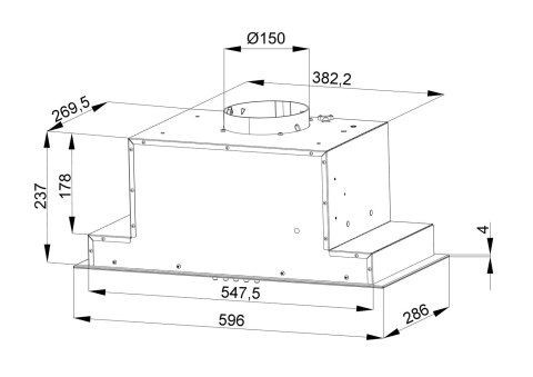 Okap do zabudowy podszafkowy MAAN Atlas 60 Czarny