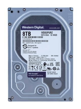 Dysk HDD WD Purple WD85PURZ (8 TB ; 3.5"; 256 MB; 5640 obr/min)