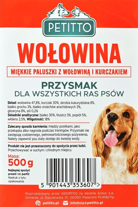 PETITTO - Miękkie Paluszki z Wołowiny - Przysmak dla psa - 500g