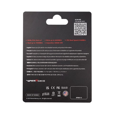 SSD Patriot Viper VP4300L M.2 PCI-Ex4 NVMe 1TB