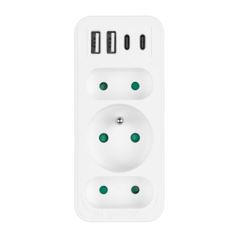 MACLEAN GNIAZDKO PRĄDOWE X3 + 4XUSB, ROZGAŁĘŹNIK Z 3 GNIAZDAMI, 2XUSB A, 2XUSB C PD 20W, 1X16A + 2X6A MCE248 F/W