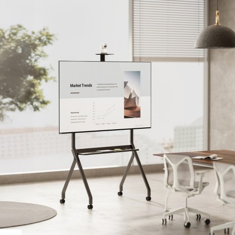 MACLEAN WÓZEK DO TV, PÓŁKA NA KAMERĘ, NA KÓŁKACH, 55-100", MAX. OBCIĄŻENIE 120KG/10KG PÓŁKA, MAX. VESA 900X600 MC-114 B