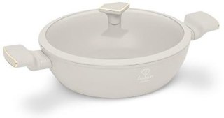 Garnek niski z pokrywką 30 cm Fashion TV FTV-0067 Matte Cream Gold