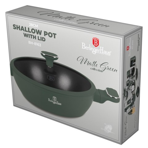 Garnek płytki 3,8 L z pokrywką 28cm Berlinger Haus Matte Green BH-8163