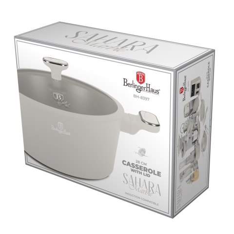 Garnek z pokrywką 28 cm BerlingerHaus BH-8397 Sahara Marble Collection