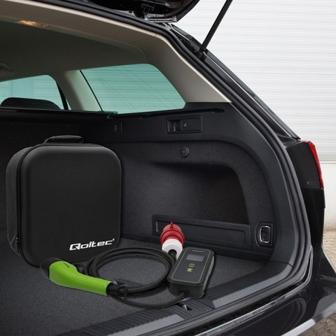 Qoltec Mobilna ładowarka EV z regulacją 2w1 Typ2 11kW CEE 5 PIN LCD 3 fazy Przenośna5m