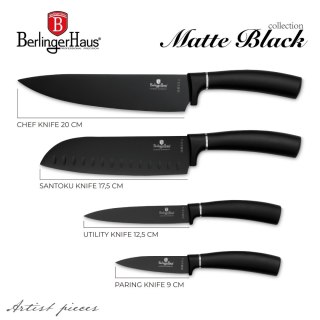 Noże kuchenne | Zestaw 4 noży BerlingerHaus Matte Black Collection BH-2893