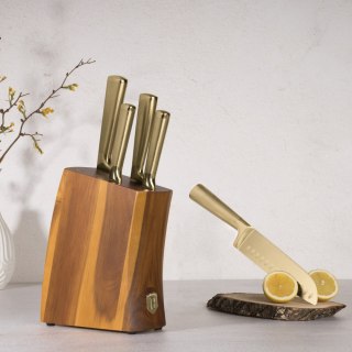 Noże kuchenne | Zestaw 5 noży w drewnianym akacjowym bloku Sahara Collection BH-3125