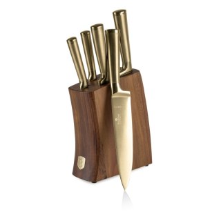 Noże kuchenne | Zestaw 5 noży w drewnianym akacjowym bloku Sahara Collection BH-3125