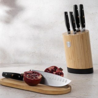 Noże kuchenne | Zestaw 5 noży w stojaku bambusowym BerlingerHaus Matte Black Collection BH- 3136
