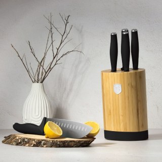 Noże kuchenne | Zestaw noży w bambusowym stojaku 5 el. BerlingerHaus Matte Black BH-2753