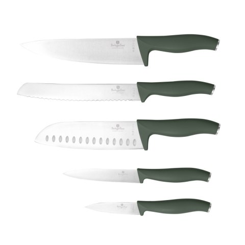 Noże kuchenne | Zestaw noży w bambusowym stojaku 5 el. BerlingerHaus Matte Green Collection BH-2751