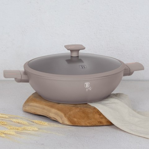 Patelnia Wok z pokrywką 30cm BerlingerHaus Taupe Collection BH-8095