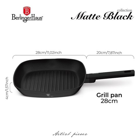 Patelnia grillowa 28 cm BerlingerHaus Matte Black BH-8183