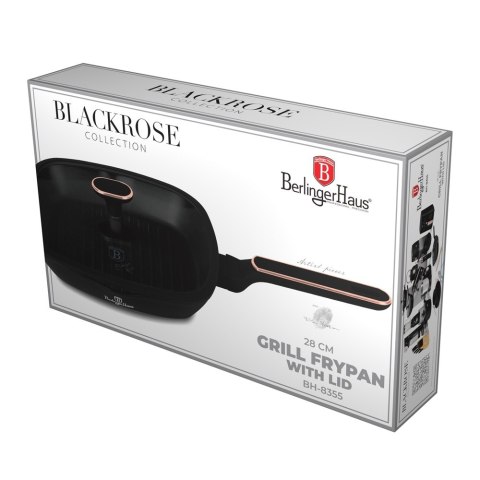 Patelnia grillowa z pokrywką 28 cm BerlingerHaus BH- 8355 | Black Rose Collection