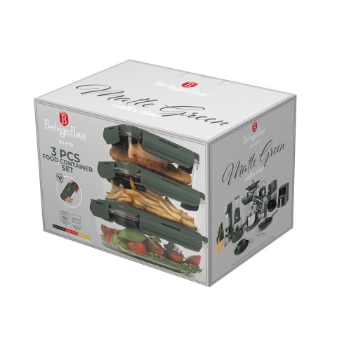 Pojemniki na żywność z pokrywkami BerlingerHaus BH-8791 Matte Green Collection