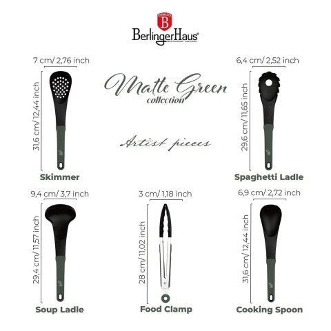 Przybory kuchenne 5 elementów BerlingerHaus BH-6341 Matte Green Collection