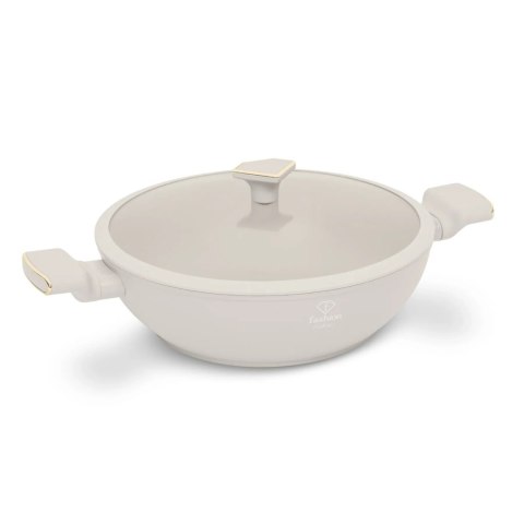 Wok z pokrywką 30 cm FashionTV FTV-0063 Matte Cream Gold Collection
