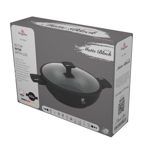 Wok z pokrywką 30 cm Matte Black BerlingerHaus BH-8182