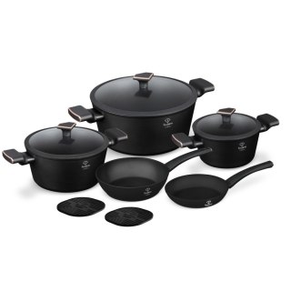 Zestaw 10-el garnki i patelnie Fashion TV FTV-0046 Matte Black- Rose Gold