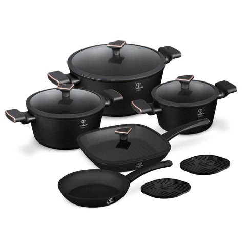 Zestaw 11-el garnki i patelnie Fashion TV FTV-0049 Matte Black- Rose Gold