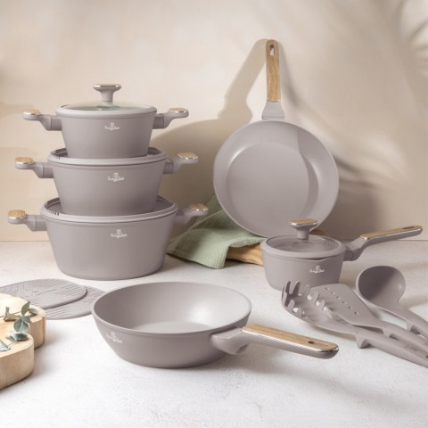 Zestaw 15 el. garnki, patelnie, akcesoria BerlingerHaus BH- 8344 Taupe Nordic