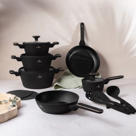Zestaw 15 el. garnki, patelnie, akcesoria BerlingerHaus BH- 8363 | Black Rose Collection
