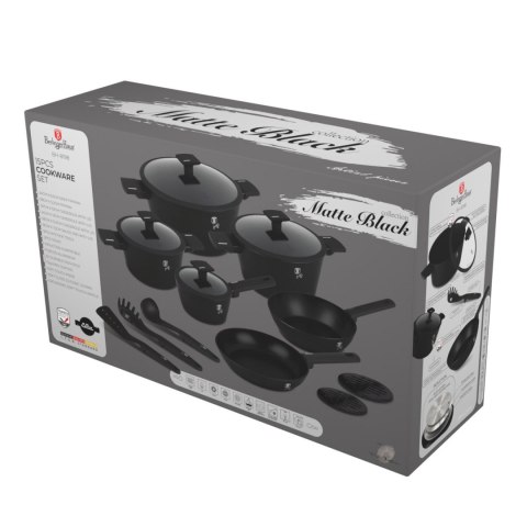 Zestaw 15 el. garnki, patelnie, akcesoria BerlingerHaus Matte Black BH-8198