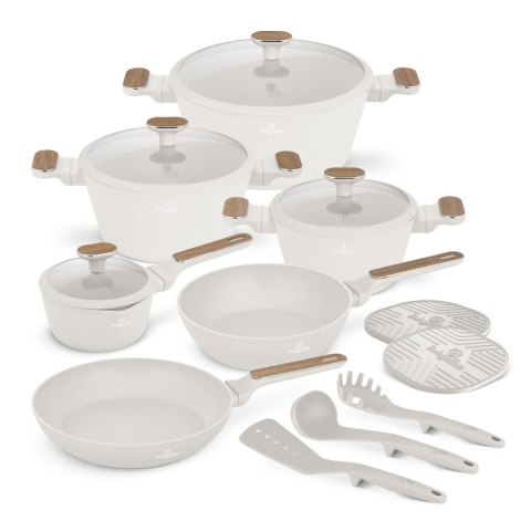 Zestaw 15 el. garnki, patelnie, akcesoria z elementami drewna BerlingerHaus Sahara BH-8325