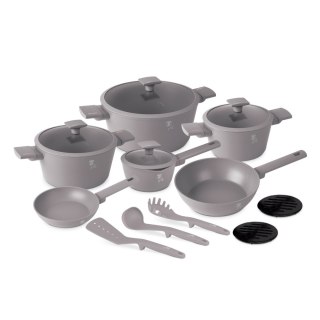 Zestaw 15el. garnki, patelnie, akcesoria BerlingerHaus Taupe BH-8111
