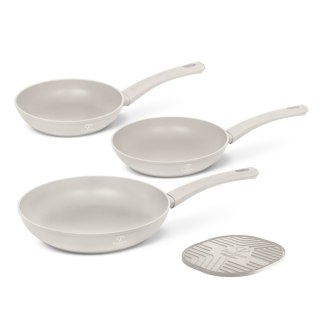 Zestaw 3 patelni + podkładka Fashion TV FTV-0075 Matte Cream Gold