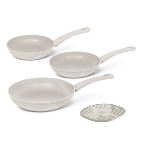 Zestaw 3 patelni + podkładka Fashion TV FTV-0075 Matte Cream Gold