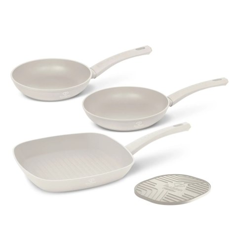 Zestaw 3 patelni + podkładka Fashion TV FTV-0076 Matte Cream Gold