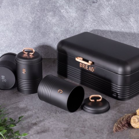 Zestaw 3 pojemników i chlebak Black rose BH-6753