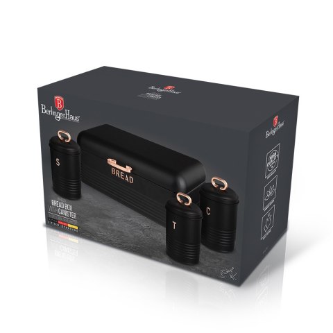 Zestaw 3 pojemników i chlebak Black rose BH-6753