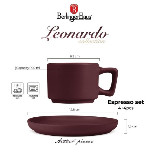 Zestaw filiżanek do espresso 4szt BerlingerHaus Leonardo BH-10017