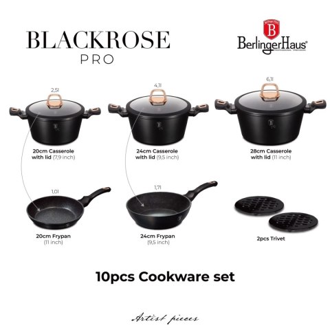 Zestaw garnków 10 el. BerlingerHaus Black Rose BH-8168