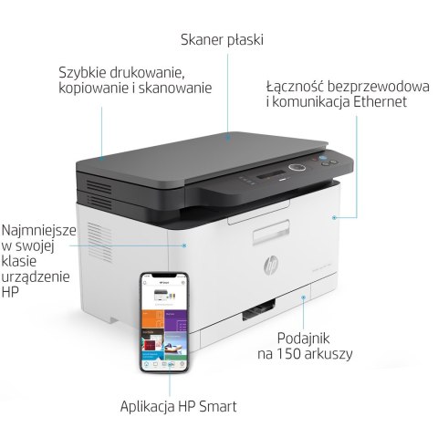 Urządzenie wielofunkcyjne HP Color Laser MFP 178nw 4ZB96A (laserowe, laserowe kolor; A4; Skaner płaski) (WYPRZEDAŻ)