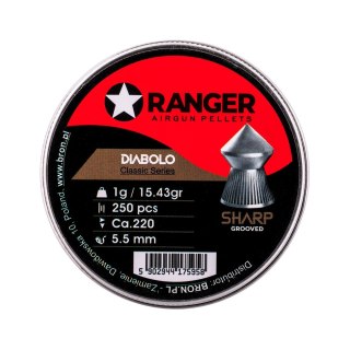 Śrut 5,5 mm RANGER Diabolo Classic Sharp Grooved szpic molet. 250 szt. 1,00 g