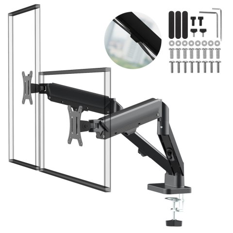 MACLEAN UCHWYT NA 2 MONITORY, SPRĘŻYNA GAZOWA, 17"-32", 2-10KG, CZARNY MC-134