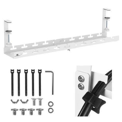 MACLEAN ORGANIZER PODBIURKOWY NA KABLE, MAX. OBCIĄŻENIE 5KG, MAX. 728MM, BIAŁY MC-103 W