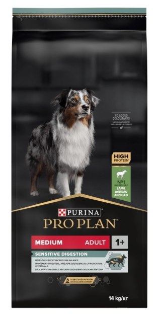 PURINA Pro Plan Adult Medium Sensitive Digestion bogata w jagnięcinę - sucha karma dla psa - 14 kg (WYPRZEDAŻ)