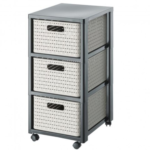 ROTHO Regał duży z 3 szufladami COUNTRY cappucino/antracyt (WYPRZEDAŻ)