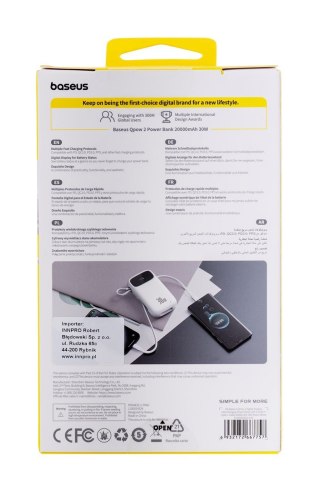 BASEUS POWERBANK QPOW2 20000MAH 30W (BIAŁY)