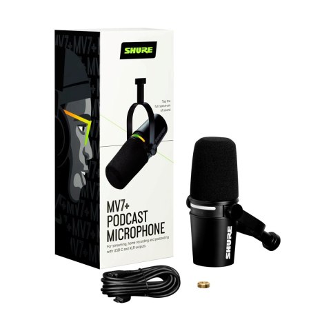 SHURE Shure MV7+-K - Mikrofon lektorski/wokalny ze złączem XLR/USB-C Czarny