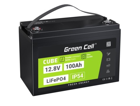 Green Cell GREEN CELL AKUMULATOR LIFEPO4 CUBE 100AH 12V/12.8V 1280WH LFPGC12V100AH
