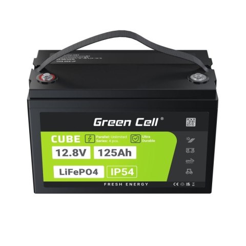 Green Cell GREEN CELL AKUMULATOR LIFEPO4 CUBE 125AH 12V/12.8V 1600WH LFPGC12V125AH
