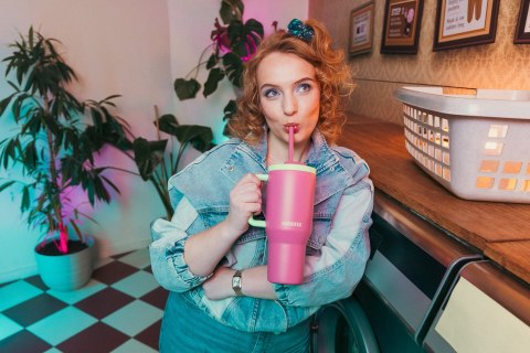 Kubek termiczny ze słomką Kambukka Rio Tumbler 950ml, Bubblegum Mint