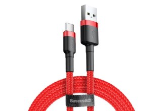 Kabel Baseus Cafule CATKLF-C09 (USB 2.0 - USB typu C ; 2m; kolor czarno-czerwony)
