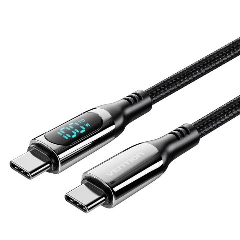 Kabel USB-C do USB-C Vention USB 2.0 5A 1.2m z wyświetlaczem czarny